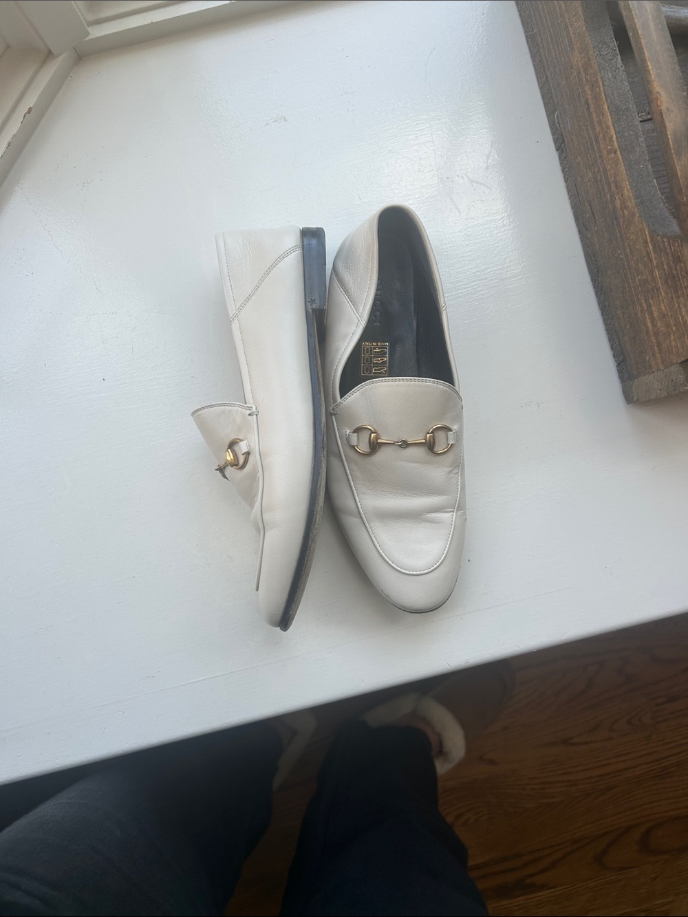 Gucci White Leather Horsebit Loafers - Picture 4 of 7